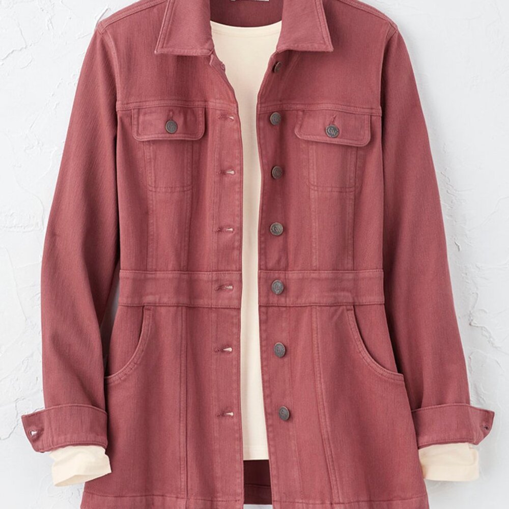 Coldwater Creek Urban Trails Knit Denim Jacket - Missus Small - Fig